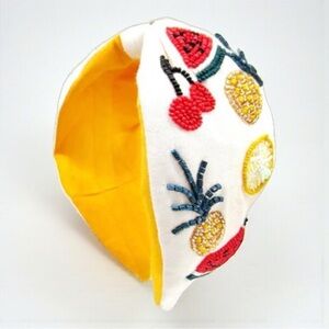 Beaded Fruit Headband NWT | Cherry Lemon Pineapple Statement Summer Accessory